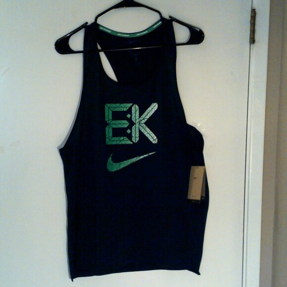 NEW NIKE RUNNING "EK - Eliud Kipchoge Tank Top" MEN'S BLACK GREEN MED FV9610-010 - Picture 1 of 8